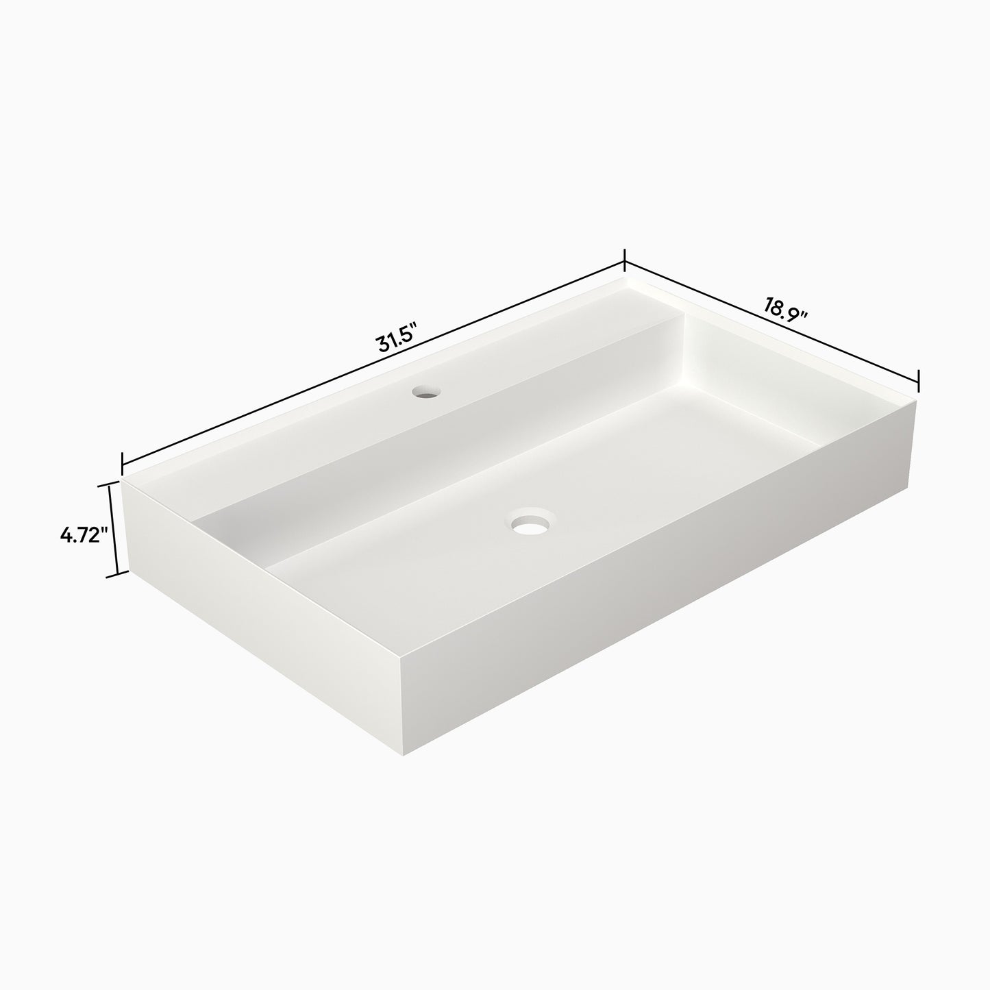 SJ-STARJANE 32''Wall Mount Bathroom Sinks Solid Surface Sinks Single Faucet Hole