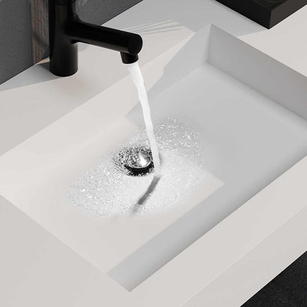 SJ-STARJANE 47''Wall Mount Bathroom Sink Solid Surface Basin with Faucet Hole
