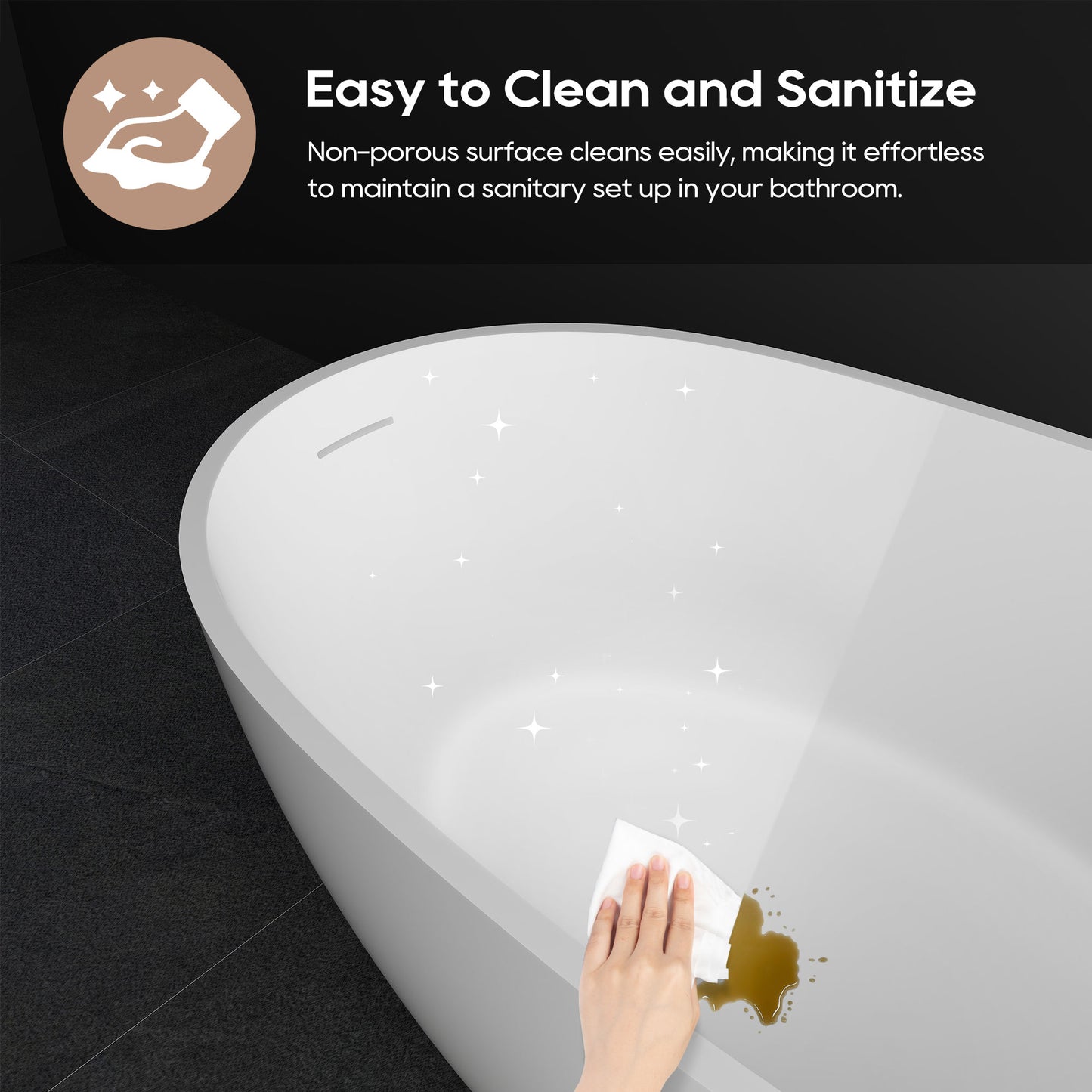 SJ-STARJANE 51''Freestanding compact soaking tub Solid surface design