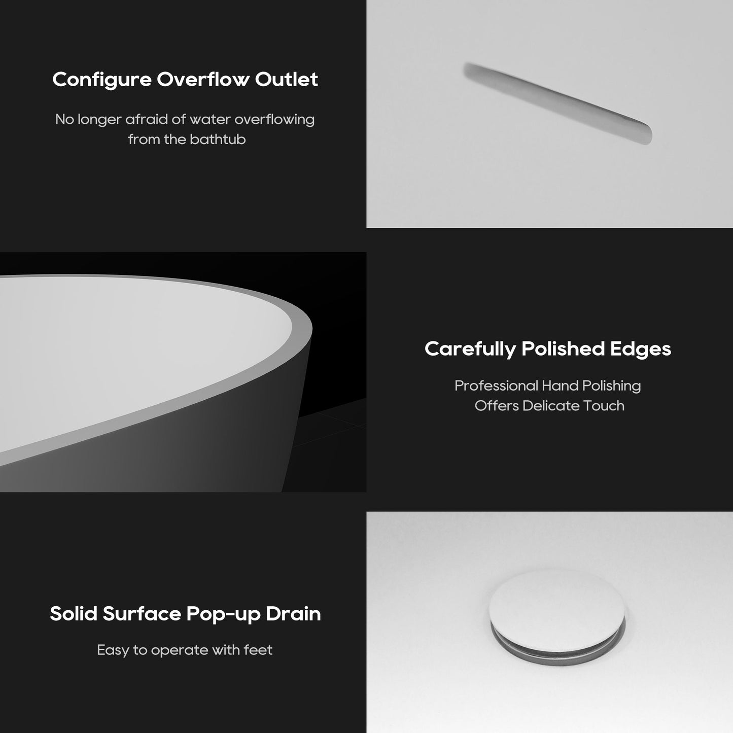 SJ-STARJANE 51''Freestanding compact soaking tub Solid surface design