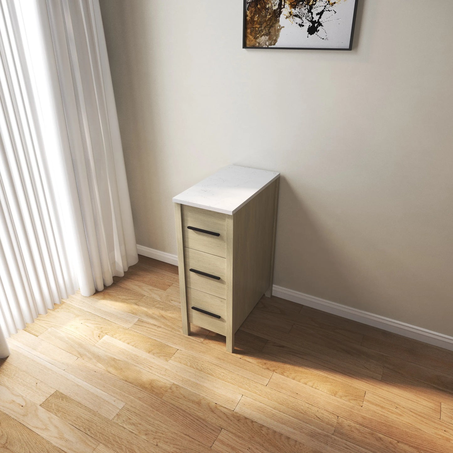 24'' Single Bathroom Vanity With Ceramic Sink And Faucet Hole, Light Wood Finish, 2 Drawers And Double Doors, Fully Assembled