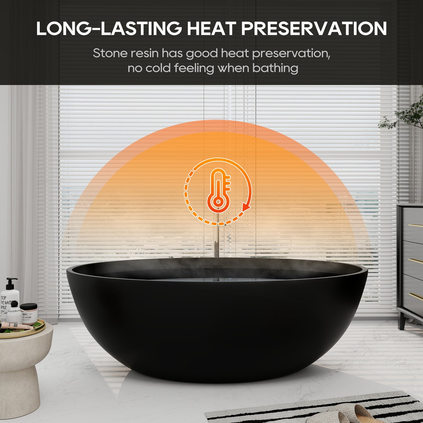SJ-STARJANE 67'' Freestanding Tub Solid Surface Wide Freestanding Soaking Bathtub