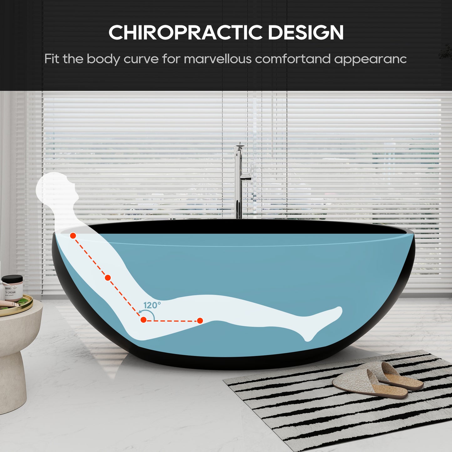 SJ-STARJANE 67"inch black freestanding bathtub artificial stone resin material non-slip wear-resistant deep soaking bathtub