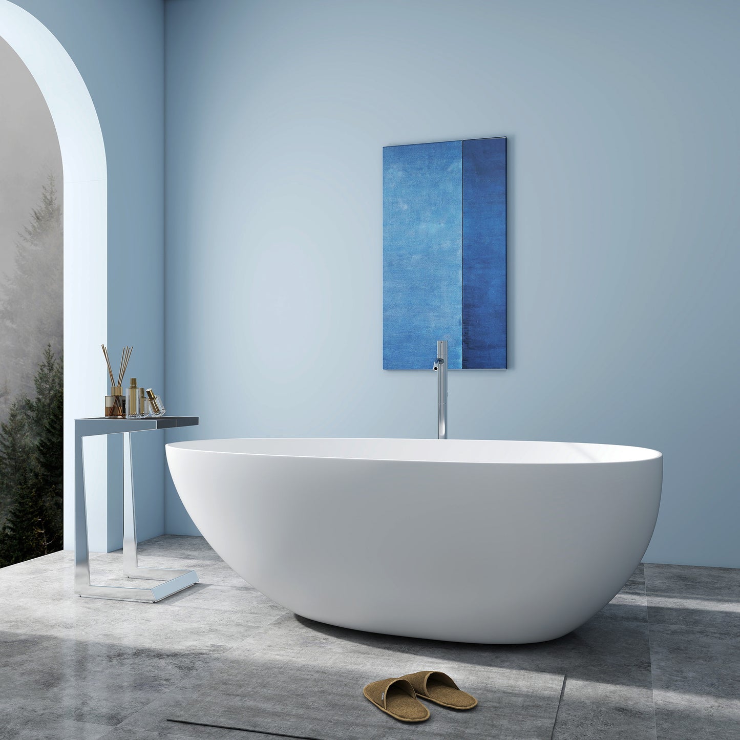 SJ-STARJANE 67"freestanding bathtub non-slip wear-resistant artificial stone resin