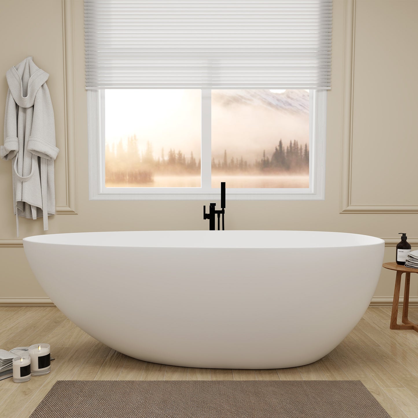 SJ-STARJANE 67"freestanding bathtub non-slip wear-resistant artificial stone resin