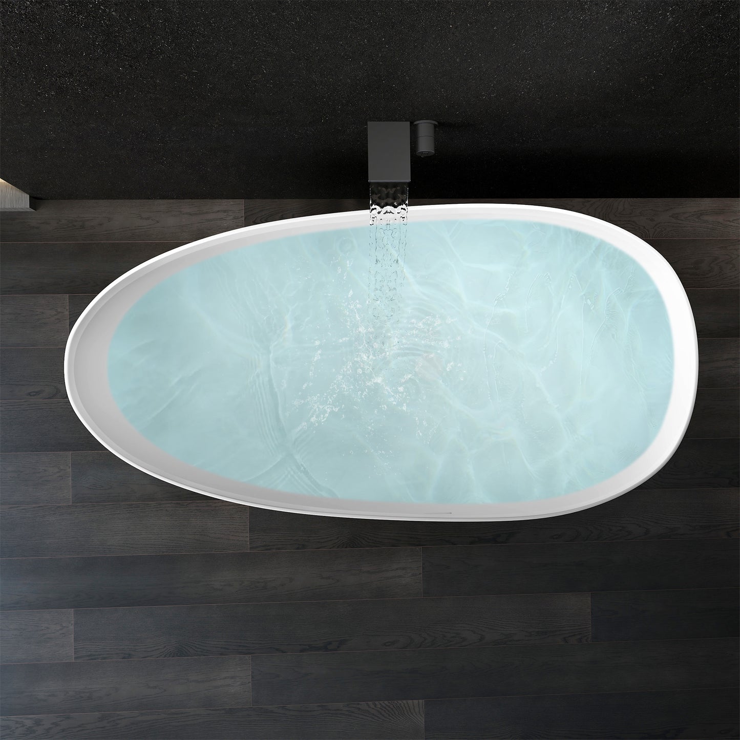 SJ-STARJANE 71" Freestanding Tub Solid Surface Resin Stone Freestanding Soaking Bathtub