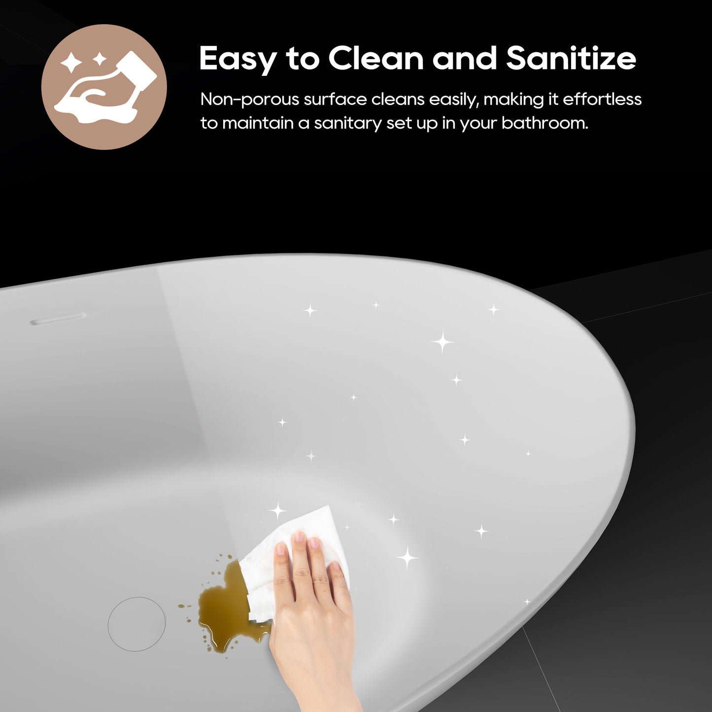 SJ-STARJANE 67"freestanding bathtub non-slip wear-resistant artificial stone resin