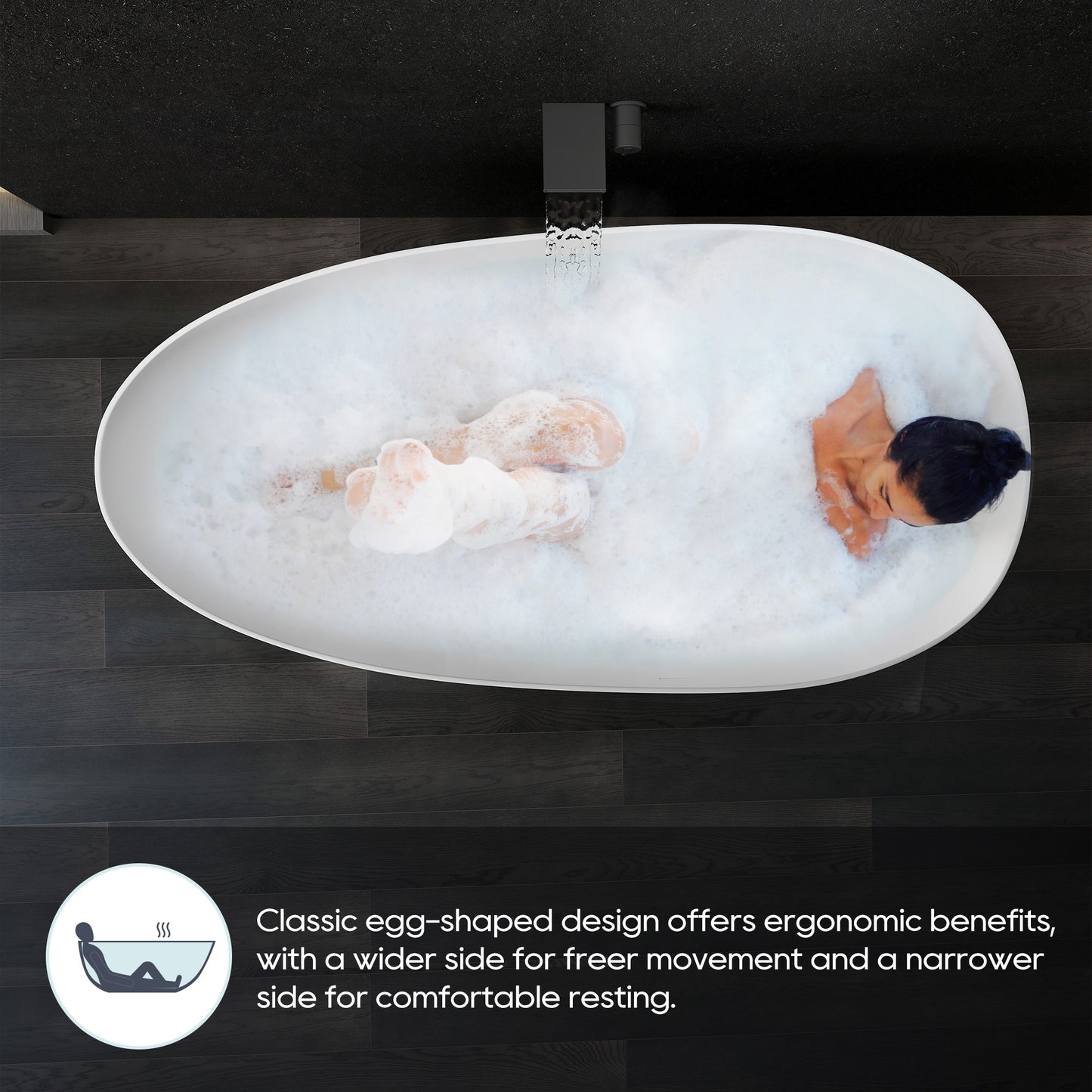 SJ-STARJANE 67"freestanding bathtub non-slip wear-resistant artificial stone resin