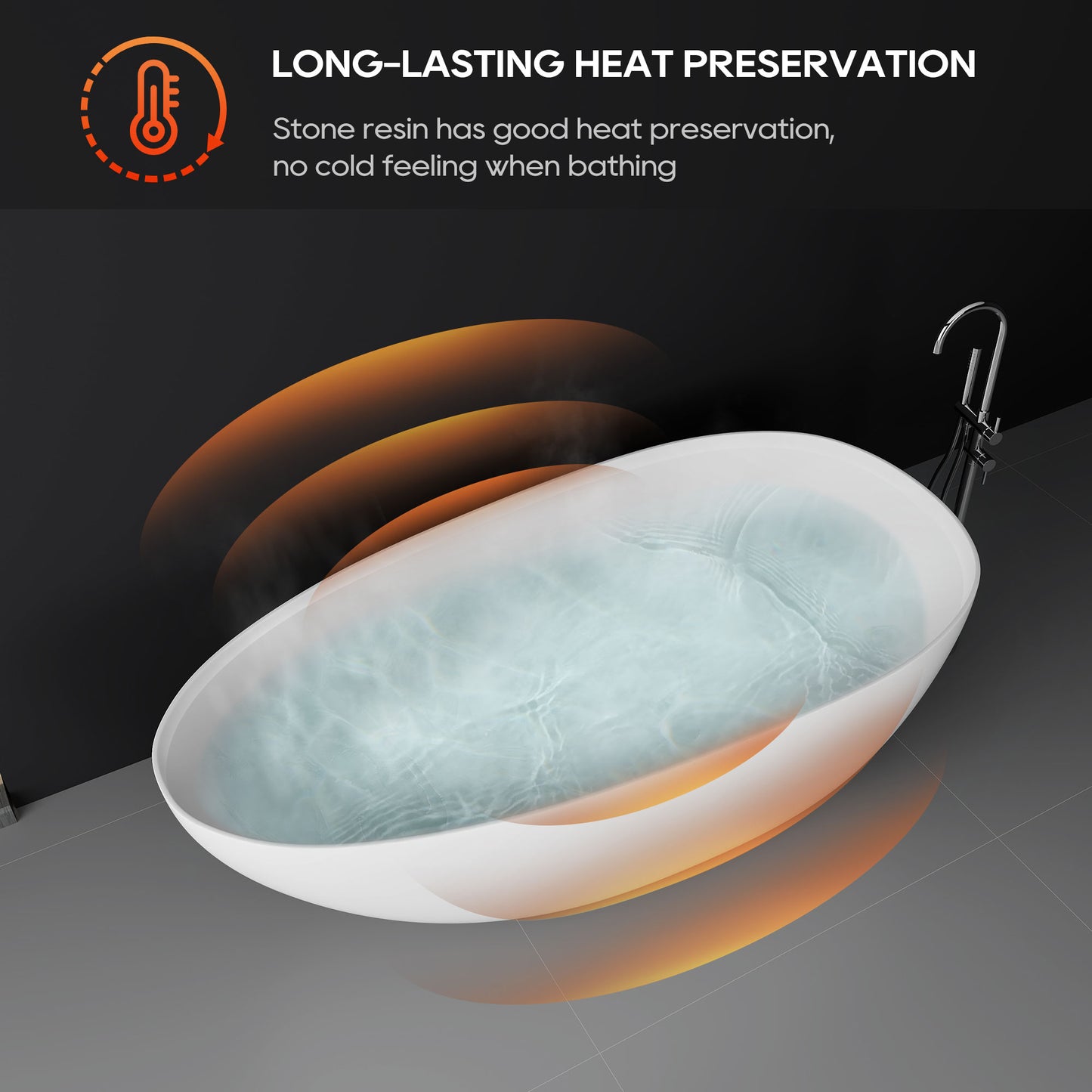 SJ-STARJANE 71" Freestanding Tub Solid Surface Resin Stone Freestanding Soaking Bathtub