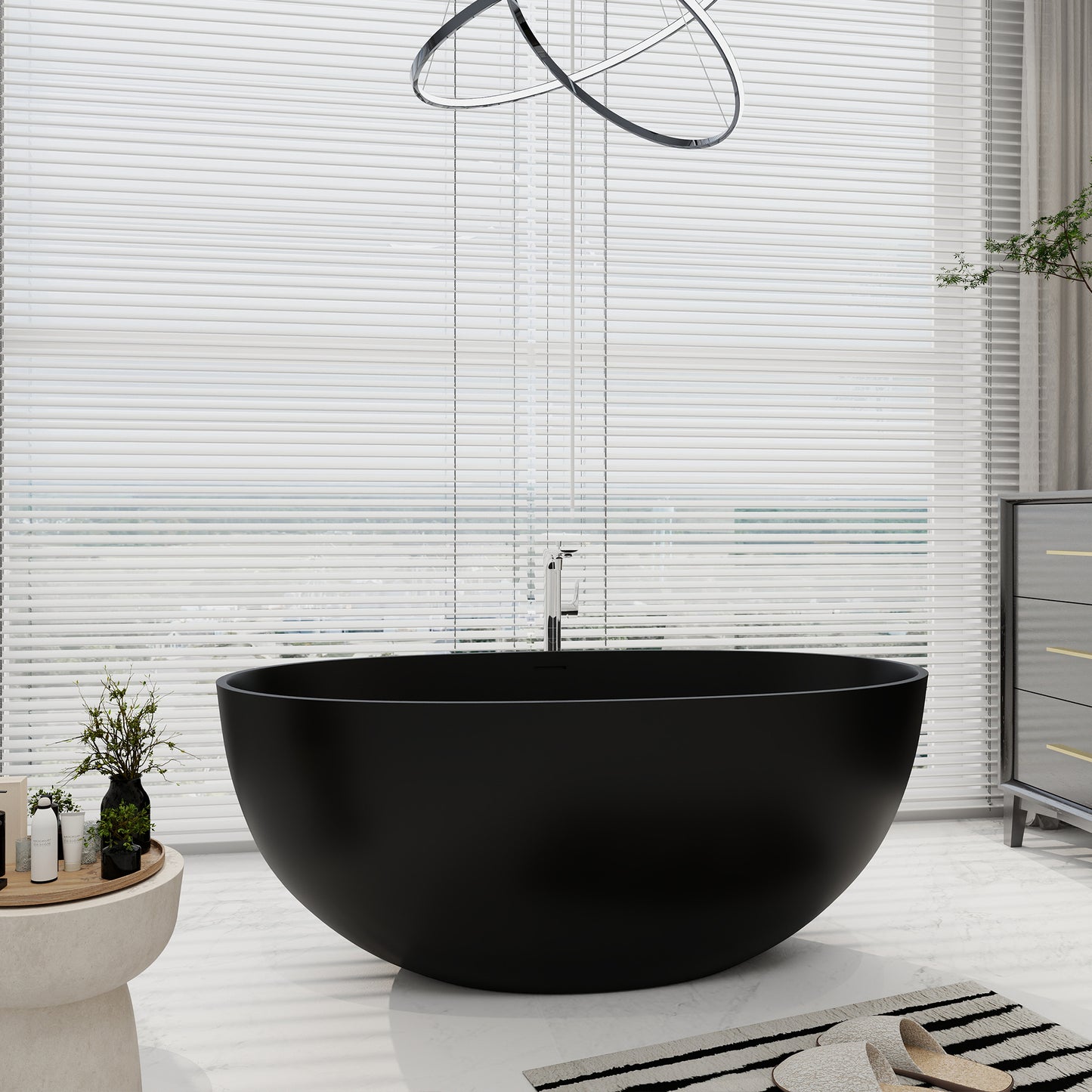 SJ-STARJANE 55''Artificial stone freestanding bathtubs Solid surface immersion bathtubs
