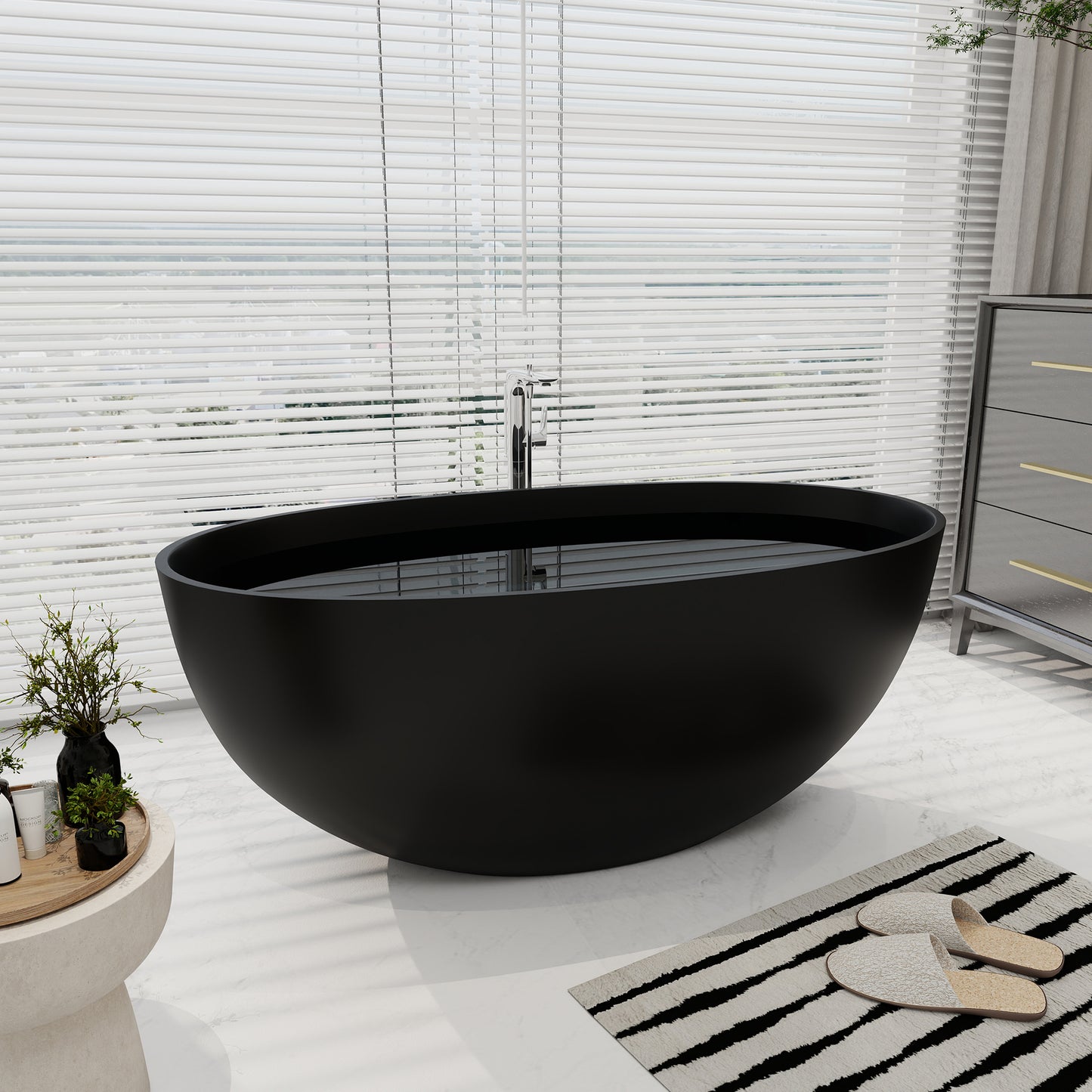 SJ-STARJANE 55''Artificial stone freestanding bathtubs Solid surface immersion bathtubs