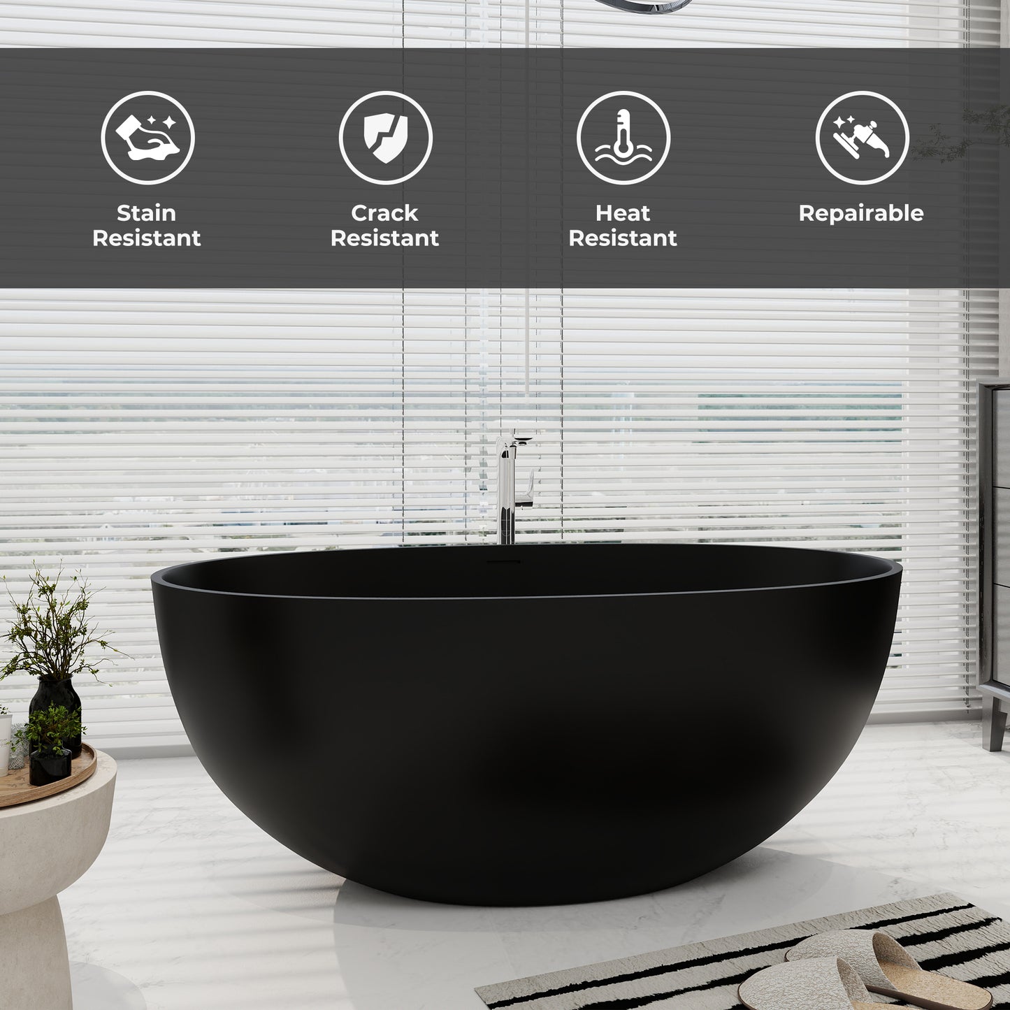 SJ-STARJANE 55''Artificial stone freestanding bathtubs Solid surface immersion bathtubs