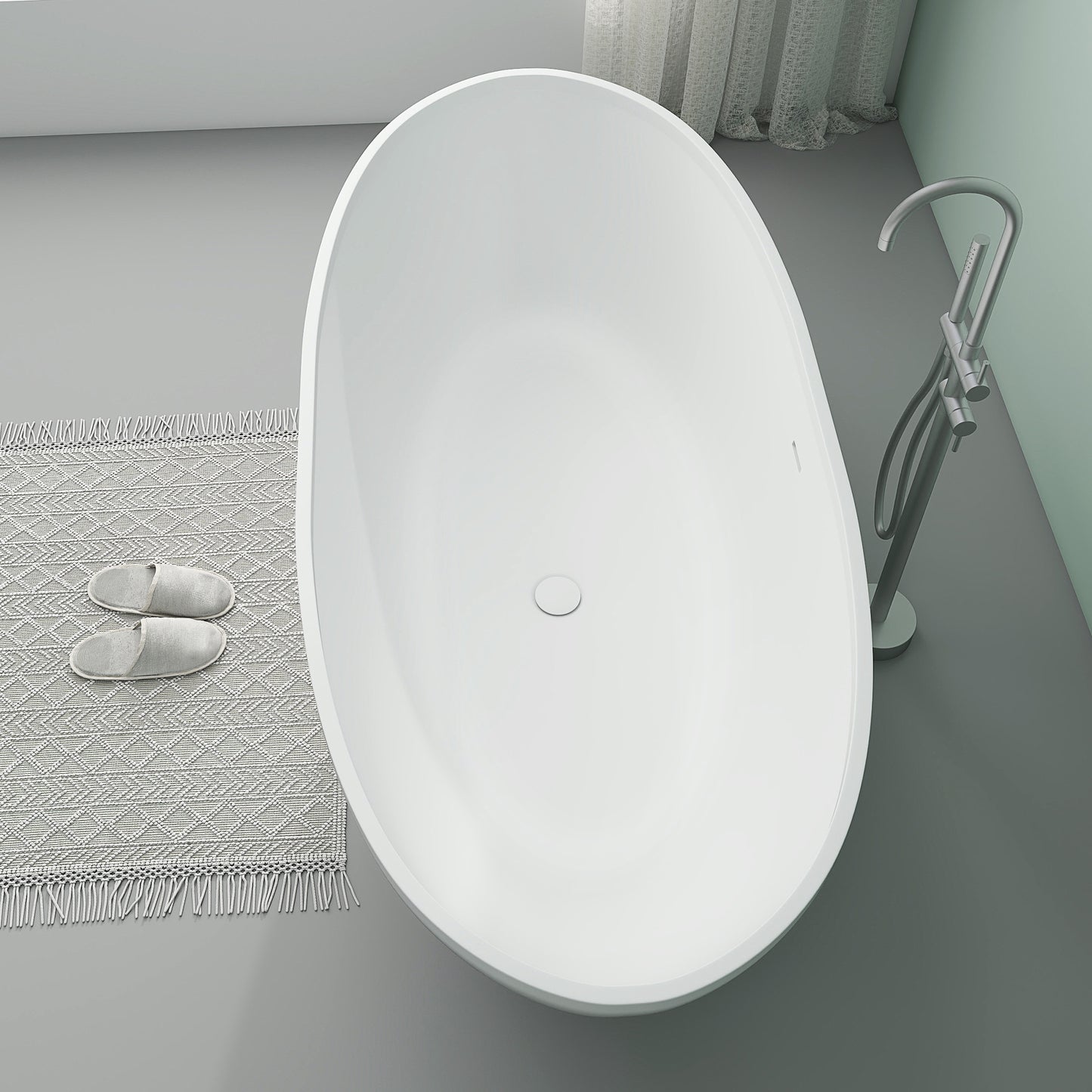SJ-STARJANE 65'' Oval Luxury Resin Stone Soaking Tub