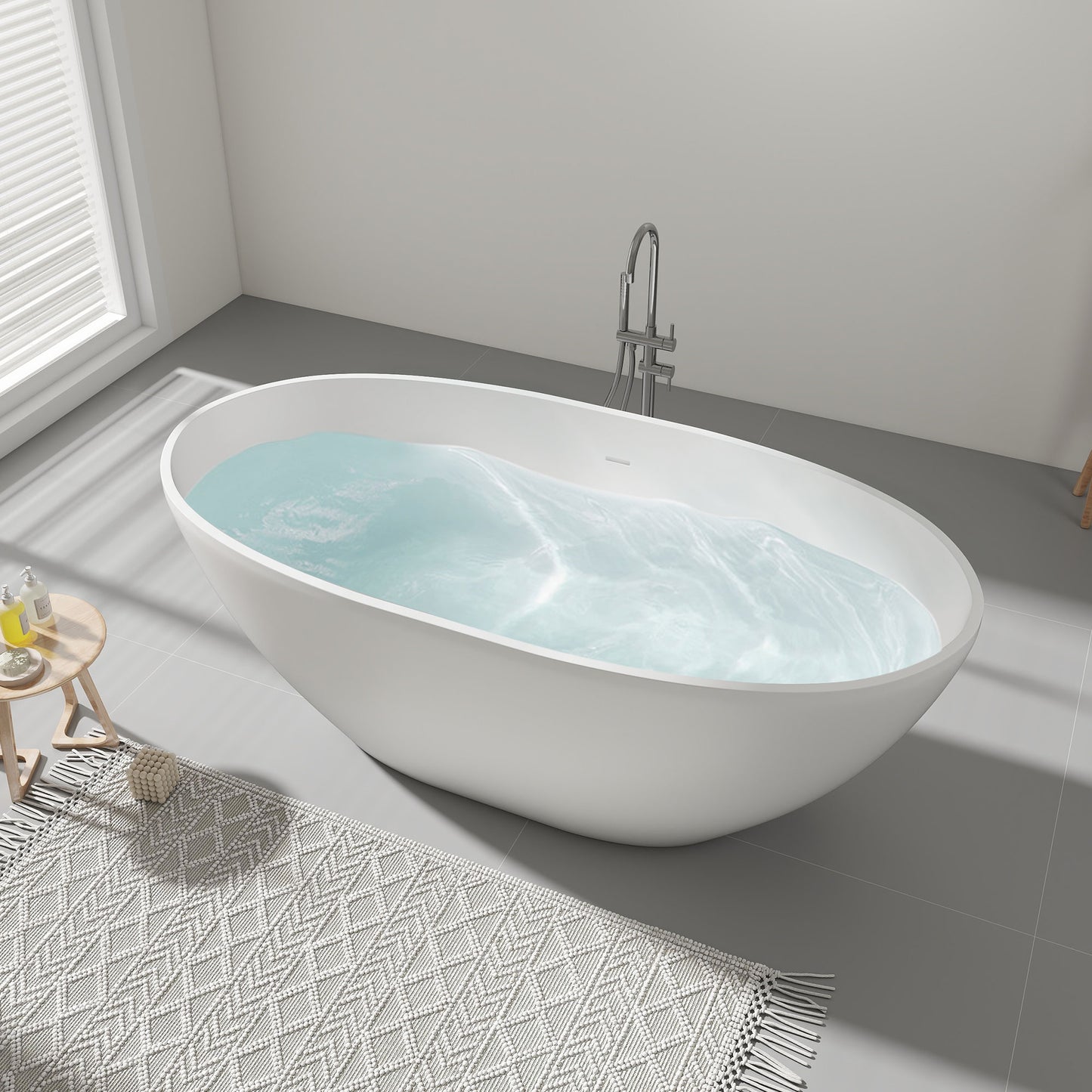 SJ-STARJANE 65'' Oval Luxury Resin Stone Soaking Tub