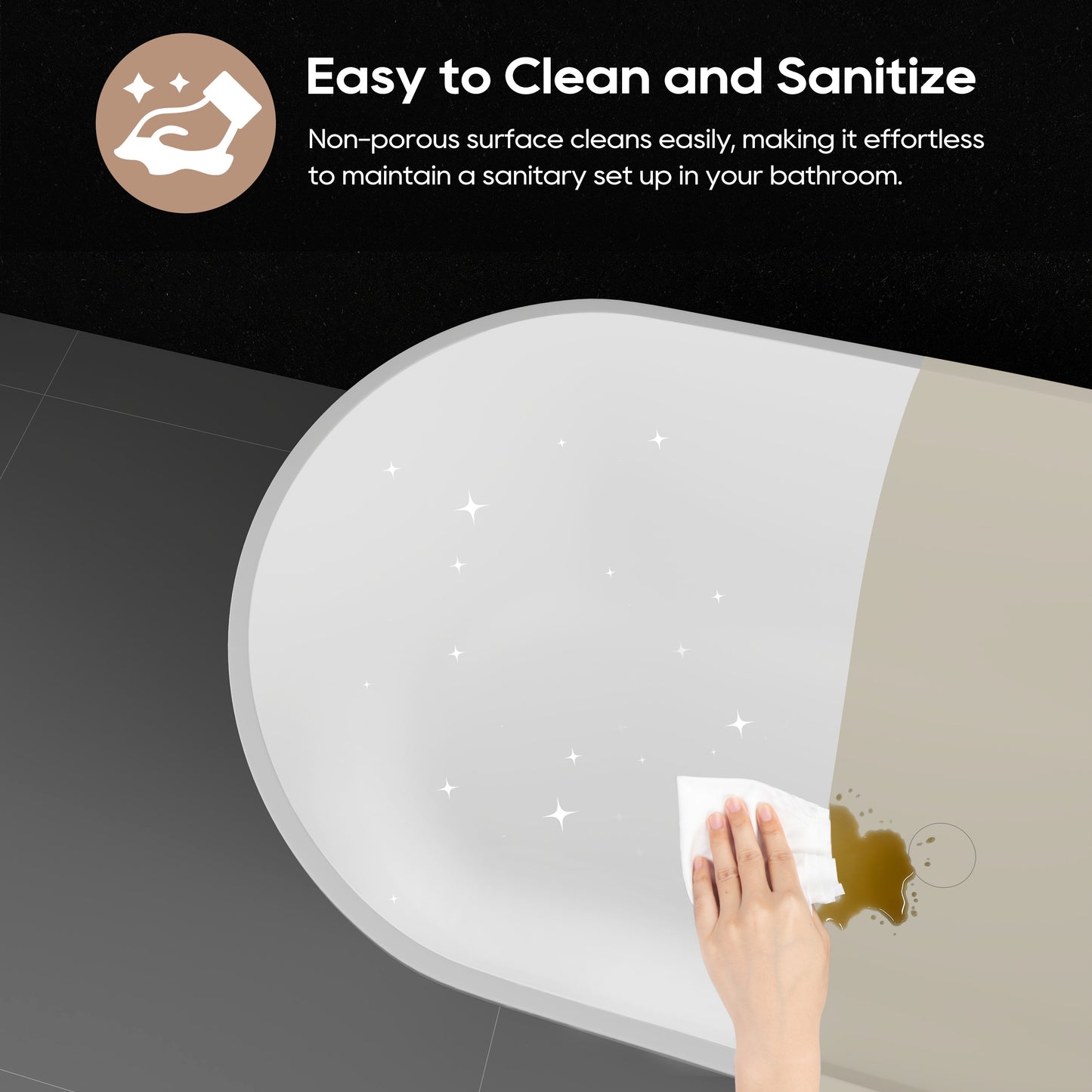 SJ-STARJANE 63'' Freestanding Tub Solid Surface Deep Freestanding Soaking Bathtub