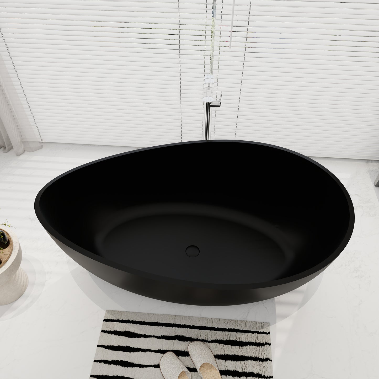 SJ-STARJANE 63''Wavy freestanding artificial stone bathtub Solid stone resin material