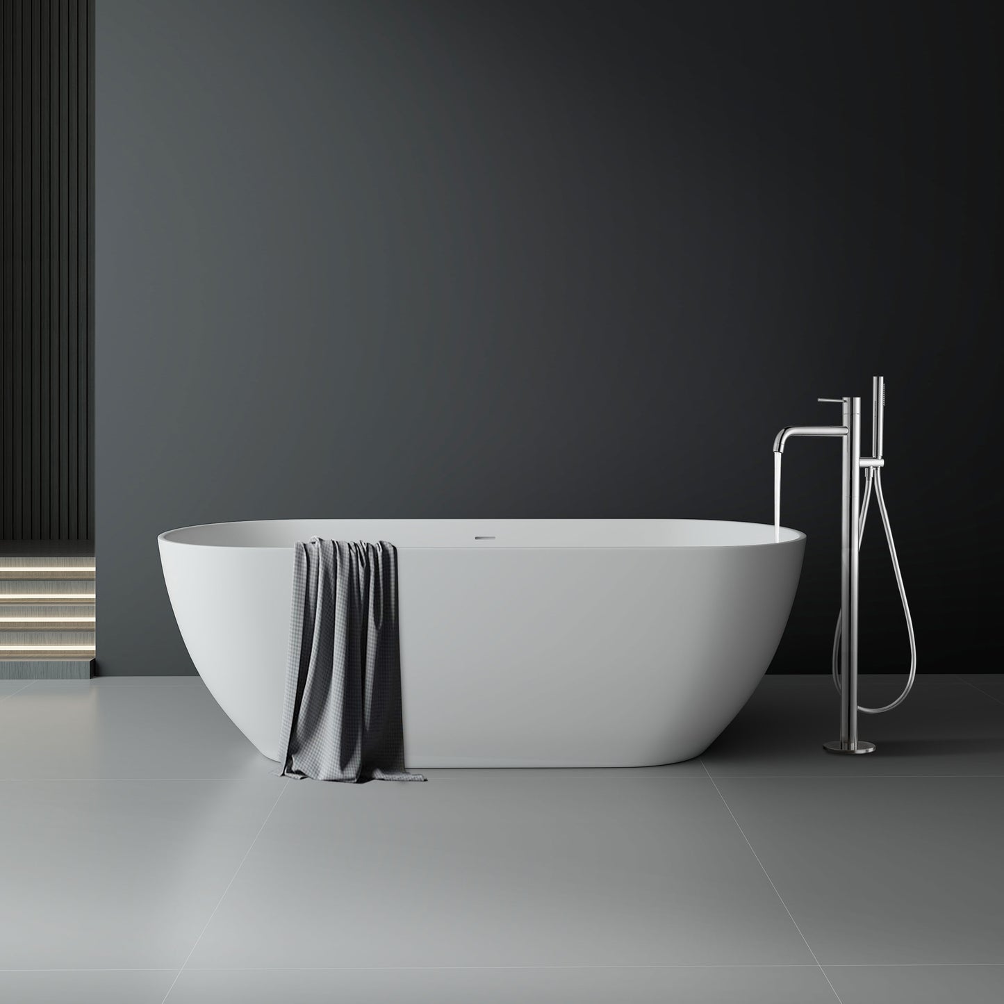 SJ-STARJANE 67''Artificial stone freestanding soaking tub with matte white solid surface