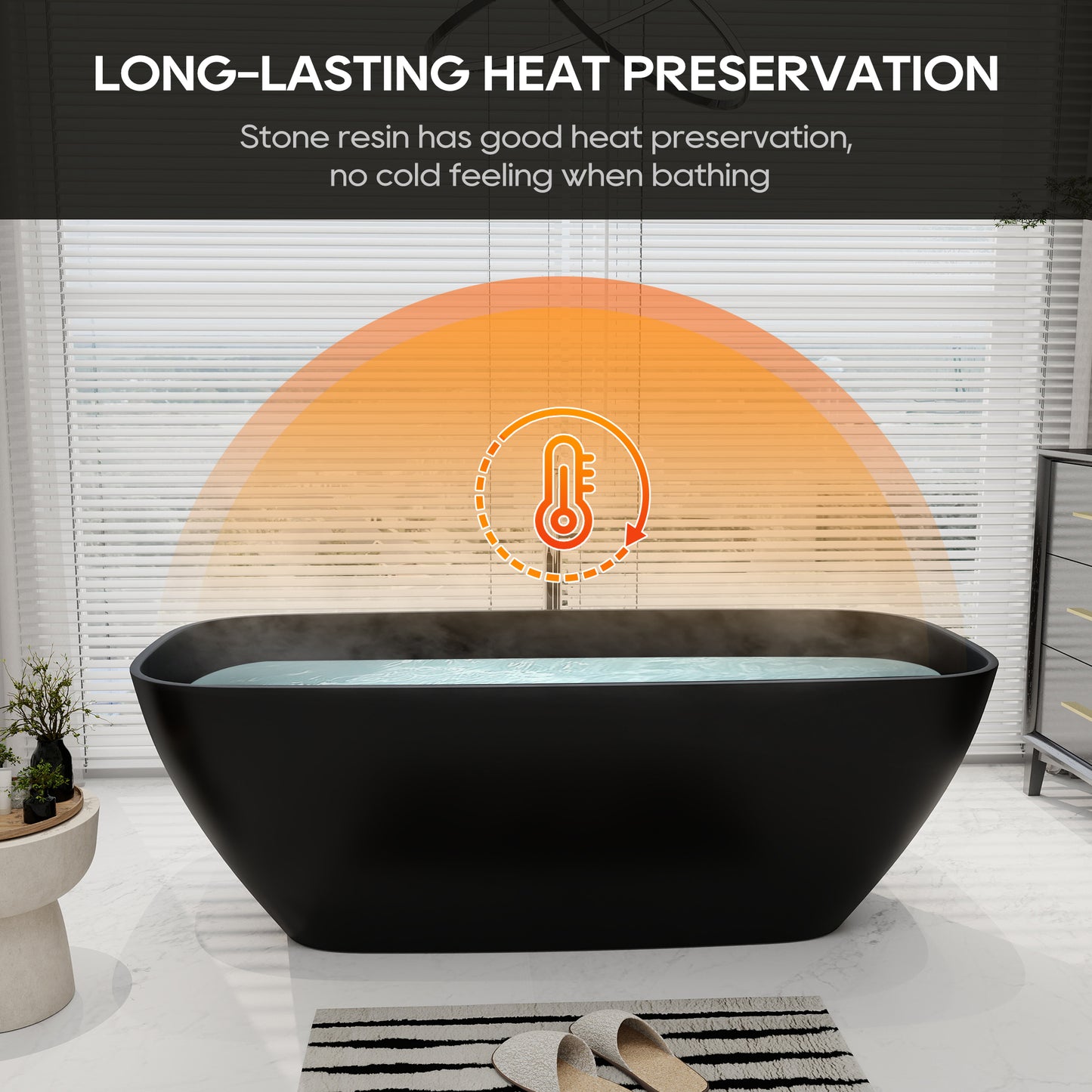 SJ-STARJANE 67‘’Freestanding Artificial Stone Bathtubs Solid Surface Soaking Bathtubs