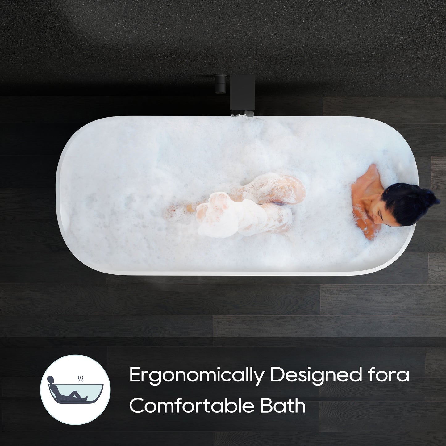 SJ-STARJANE 67''Artificial stone freestanding soaking tub with matte white solid surface
