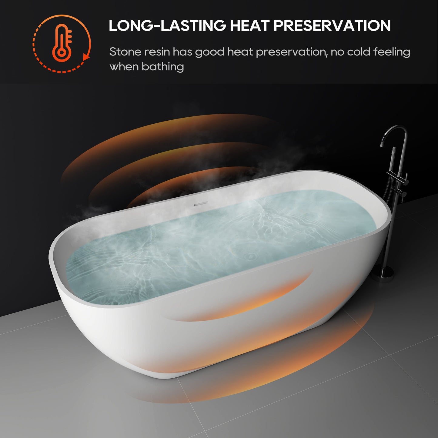 SJ-STARJANE 67''Artificial stone freestanding soaking tub with matte white solid surface