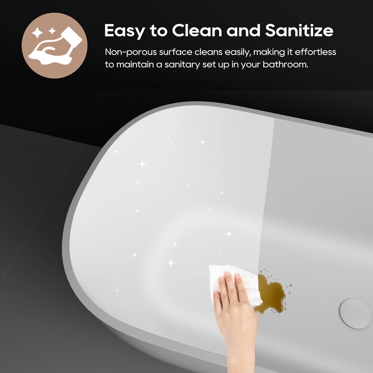SJ-STARJANE 67''Artificial stone freestanding soaking tub with matte white solid surface