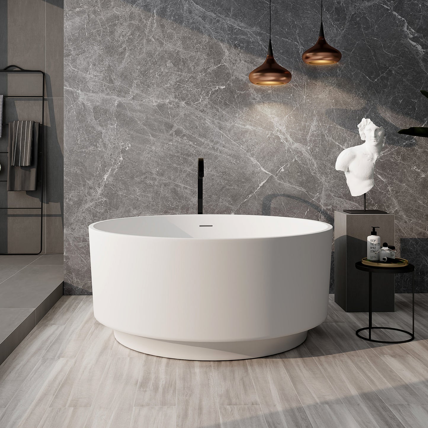 SJ-STARJANE 49''Round bathtub Resin stone one-piece molding Non-slip and easy to clean