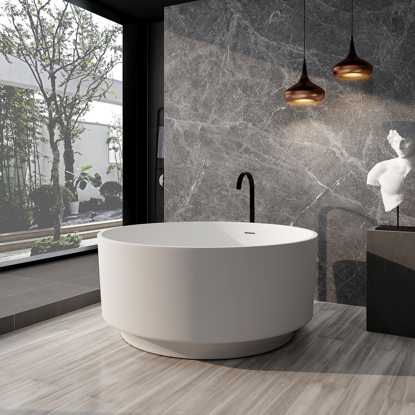 SJ-STARJANE 49''Round bathtub Resin stone one-piece molding Non-slip and easy to clean