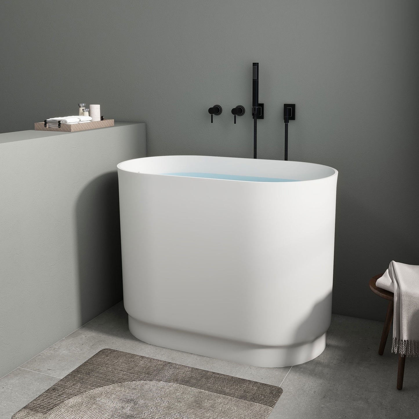 SJ-STARJANE 39" freestanding deep soaking tub with built-in seat