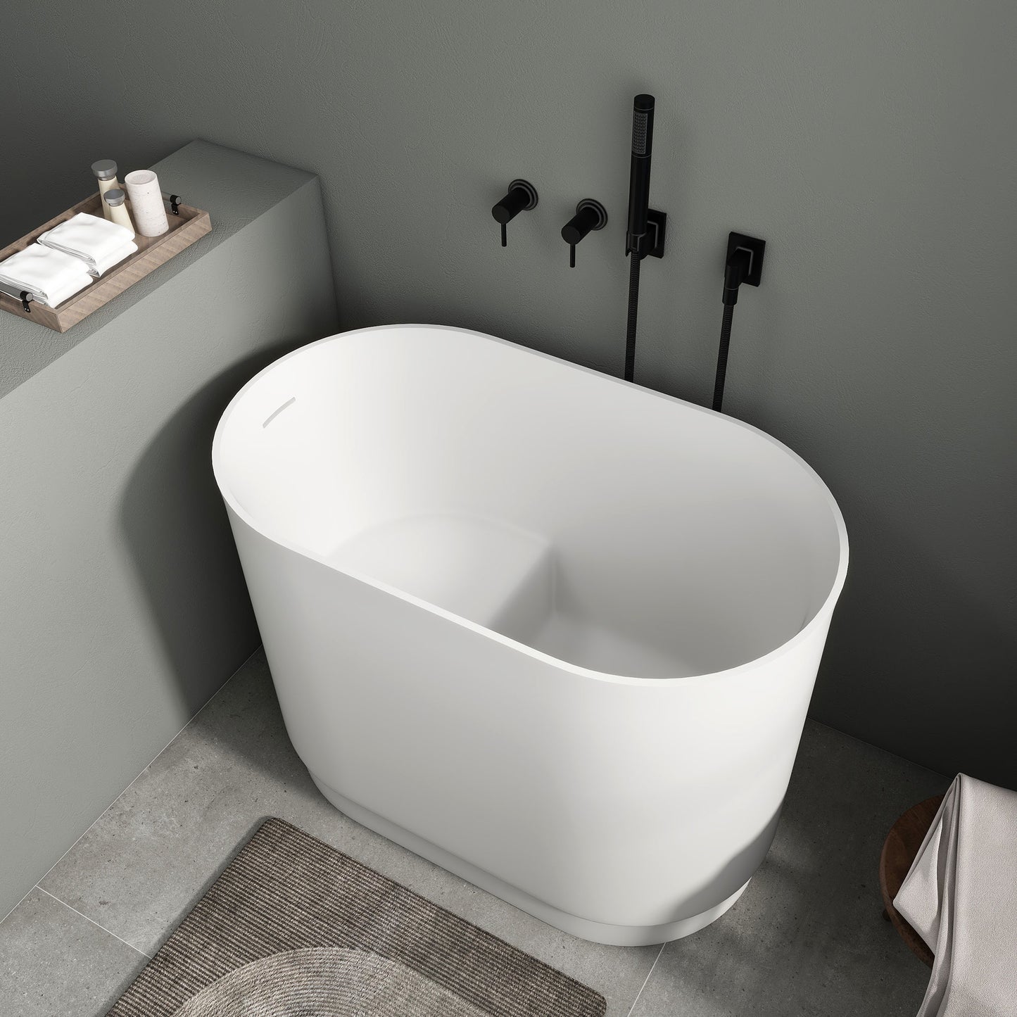SJ-STARJANE 39" freestanding deep soaking tub with built-in seat