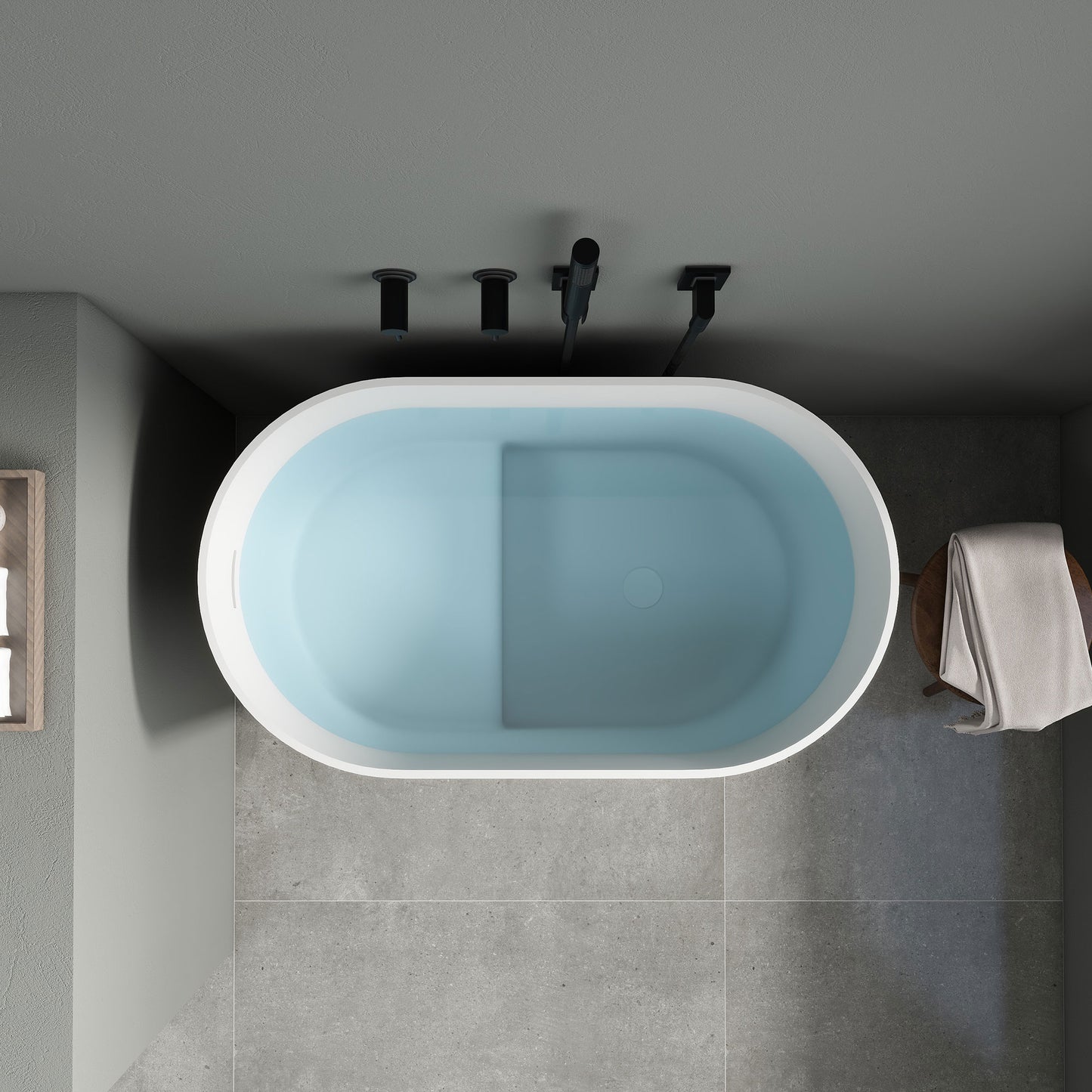 SJ-STARJANE 39" freestanding deep soaking tub with built-in seat