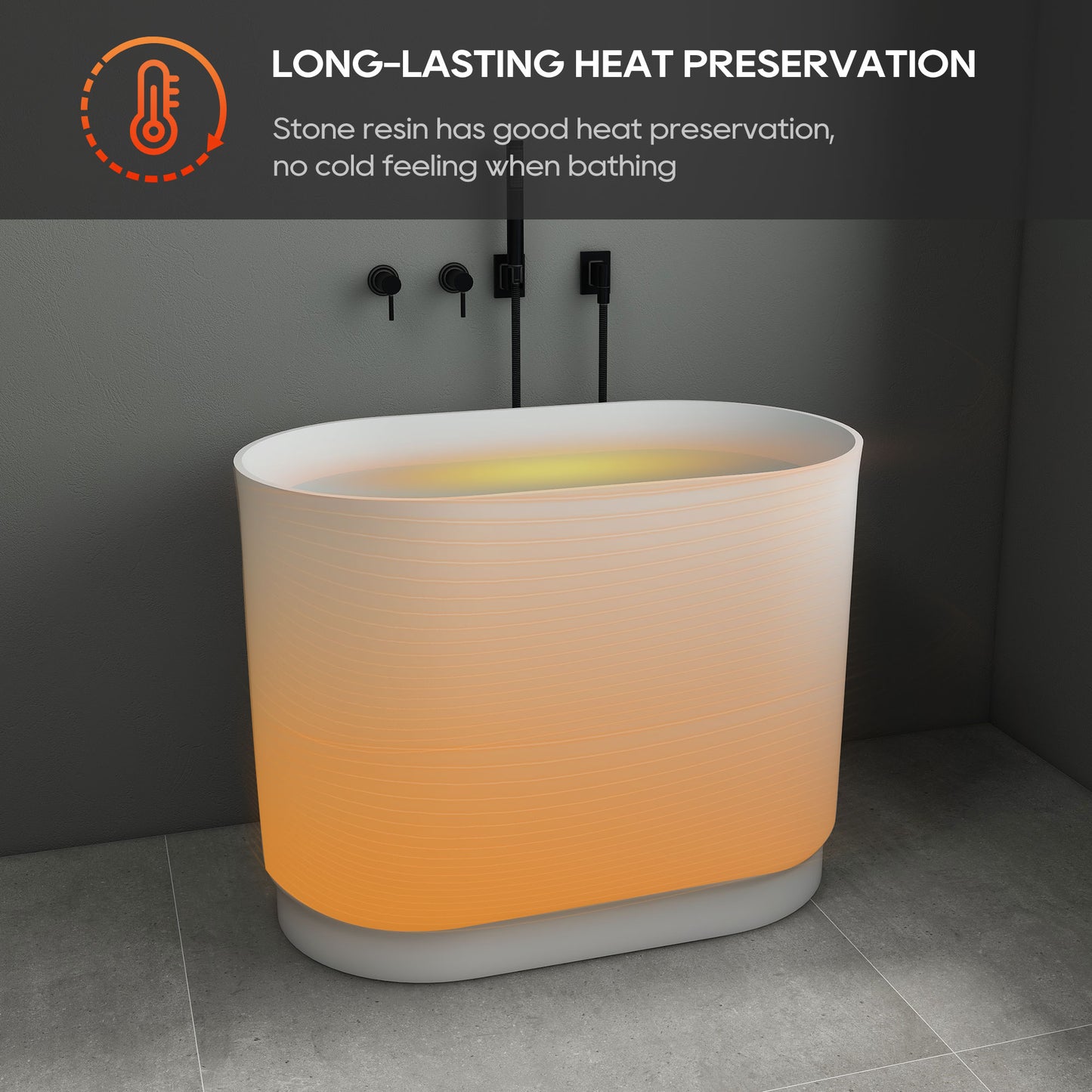 SJ-STARJANE 39" freestanding deep soaking tub with built-in seat