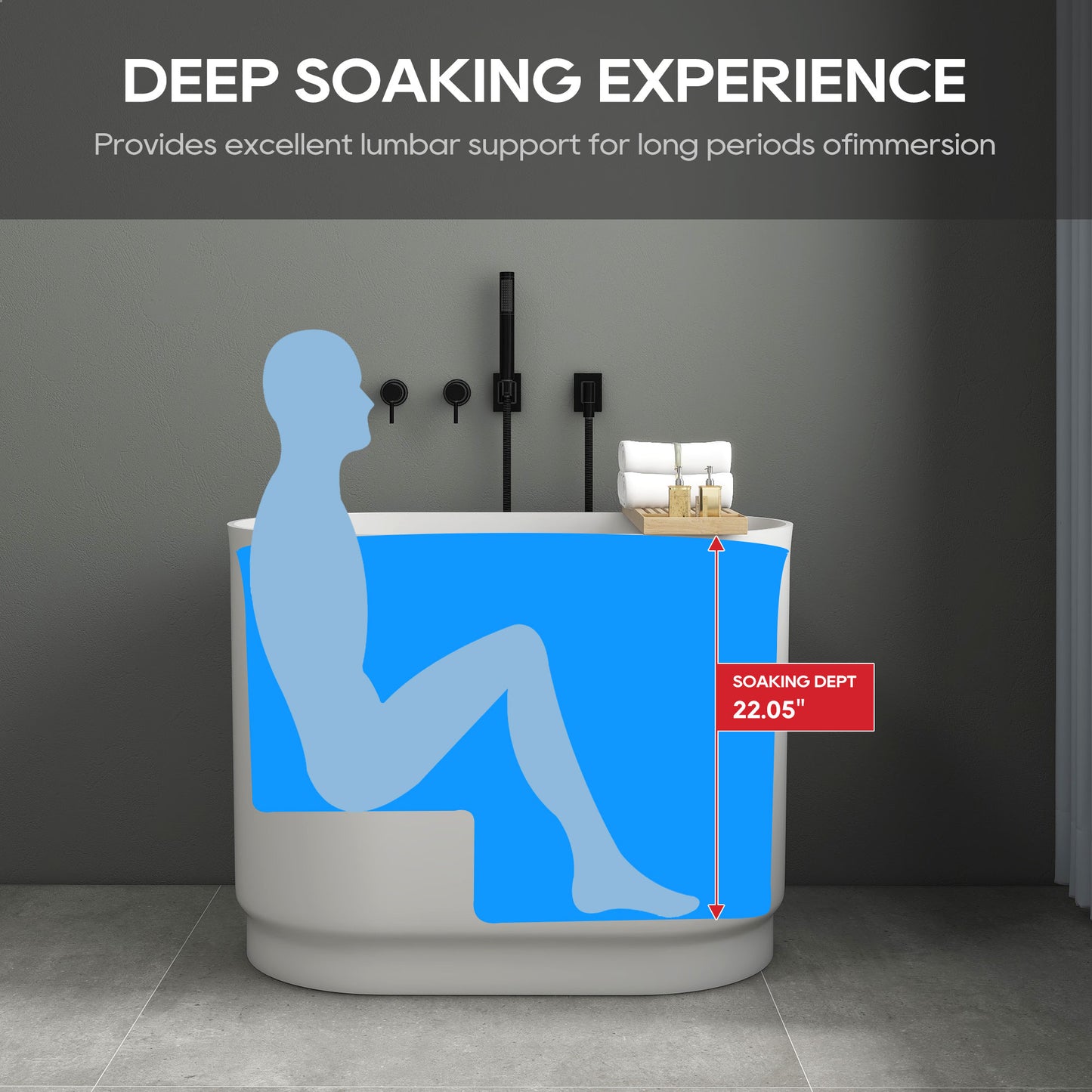 SJ-STARJANE 39" freestanding deep soaking tub with built-in seat