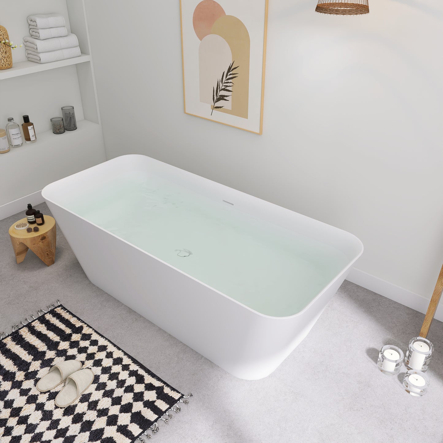SJ-STARJANE 67''Freestanding bathtub Solid surface immersion bathtub (matte white)