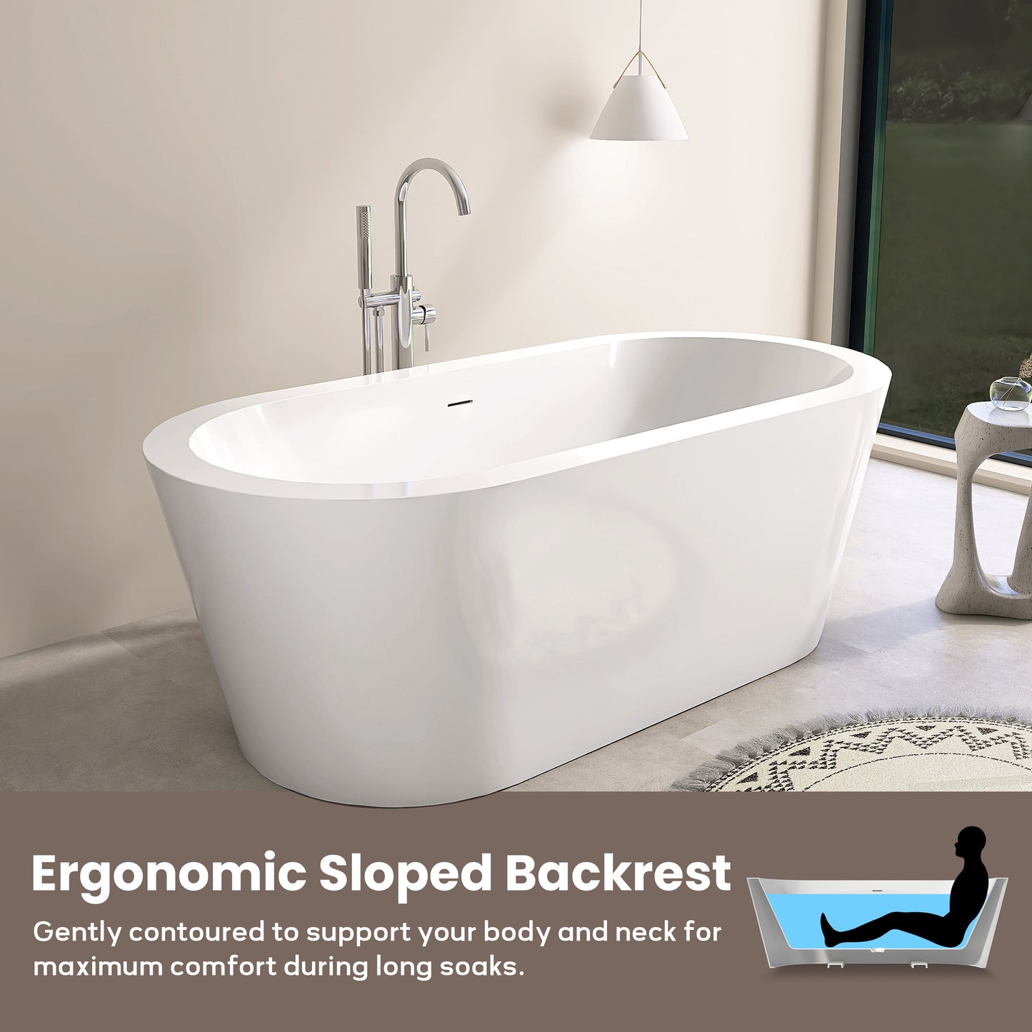 67'' Freestanding Soaking Acrylic Bathtub VB4-67