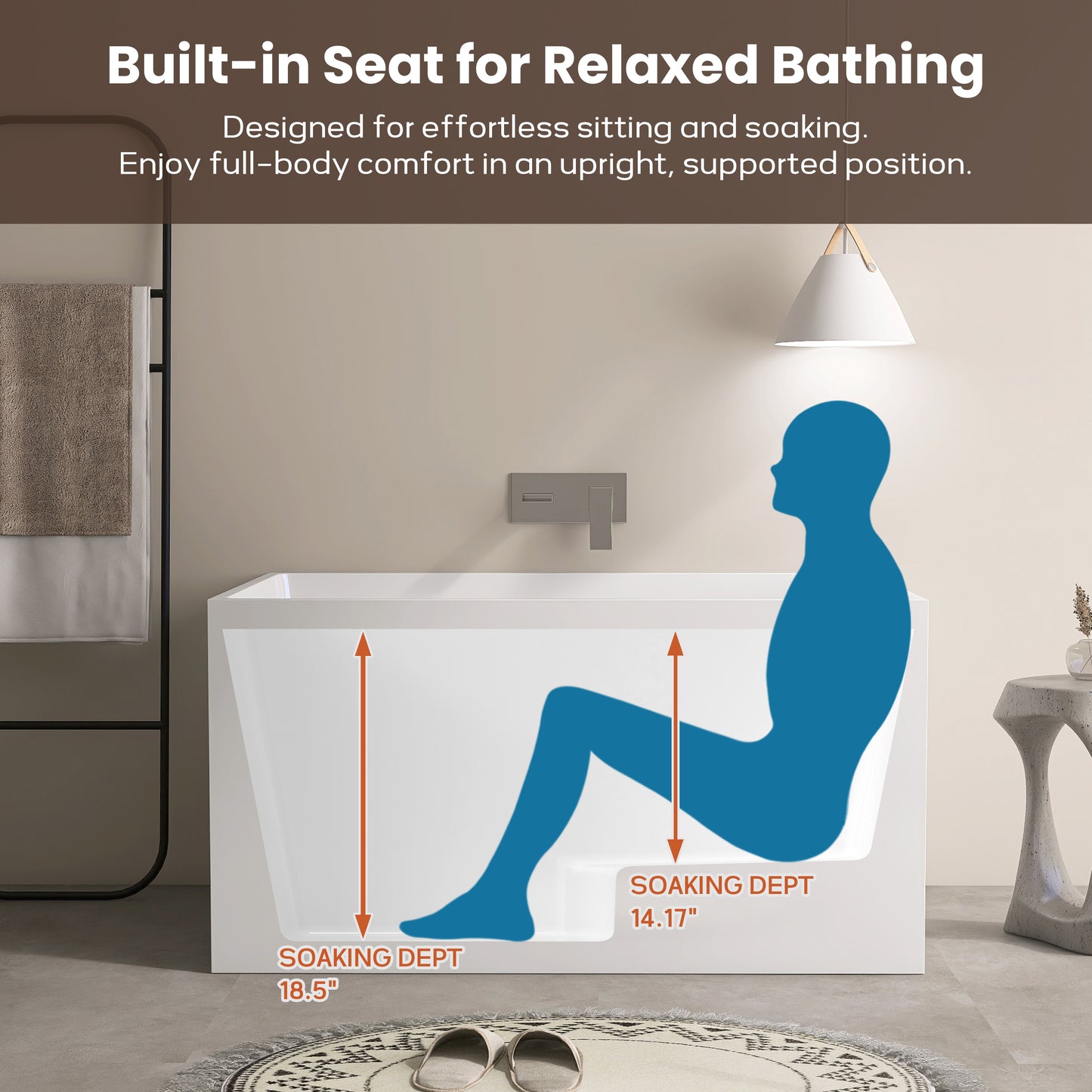 47‘’ Freestanding Soaking Acrylic Bathtub AB22-47