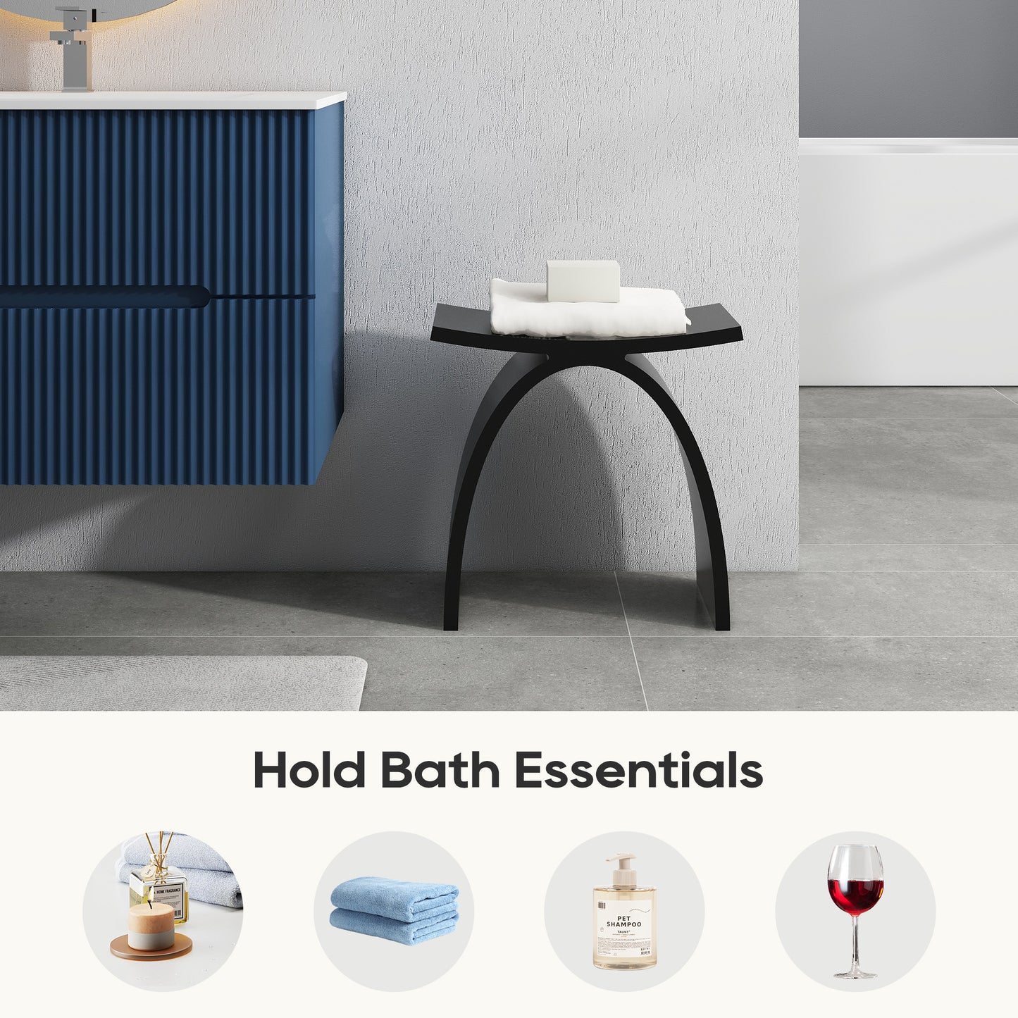 SJ-STARJANE 17‘’Freestanding Shower Seat Solid Surface Shower Stool