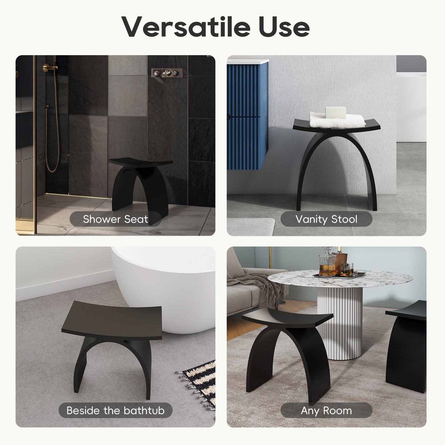 SJ-STARJANE 17‘’Freestanding Shower Seat Solid Surface Shower Stool