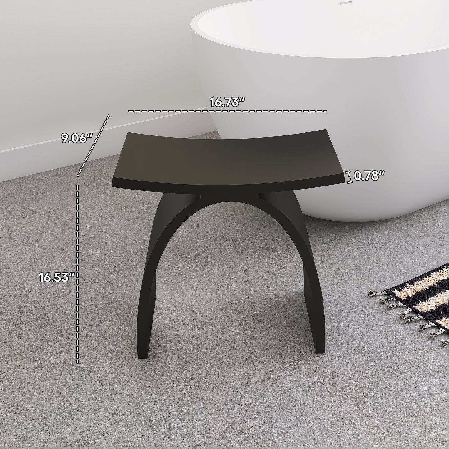 SJ-STARJANE 17‘’Freestanding Shower Seat Solid Surface Shower Stool