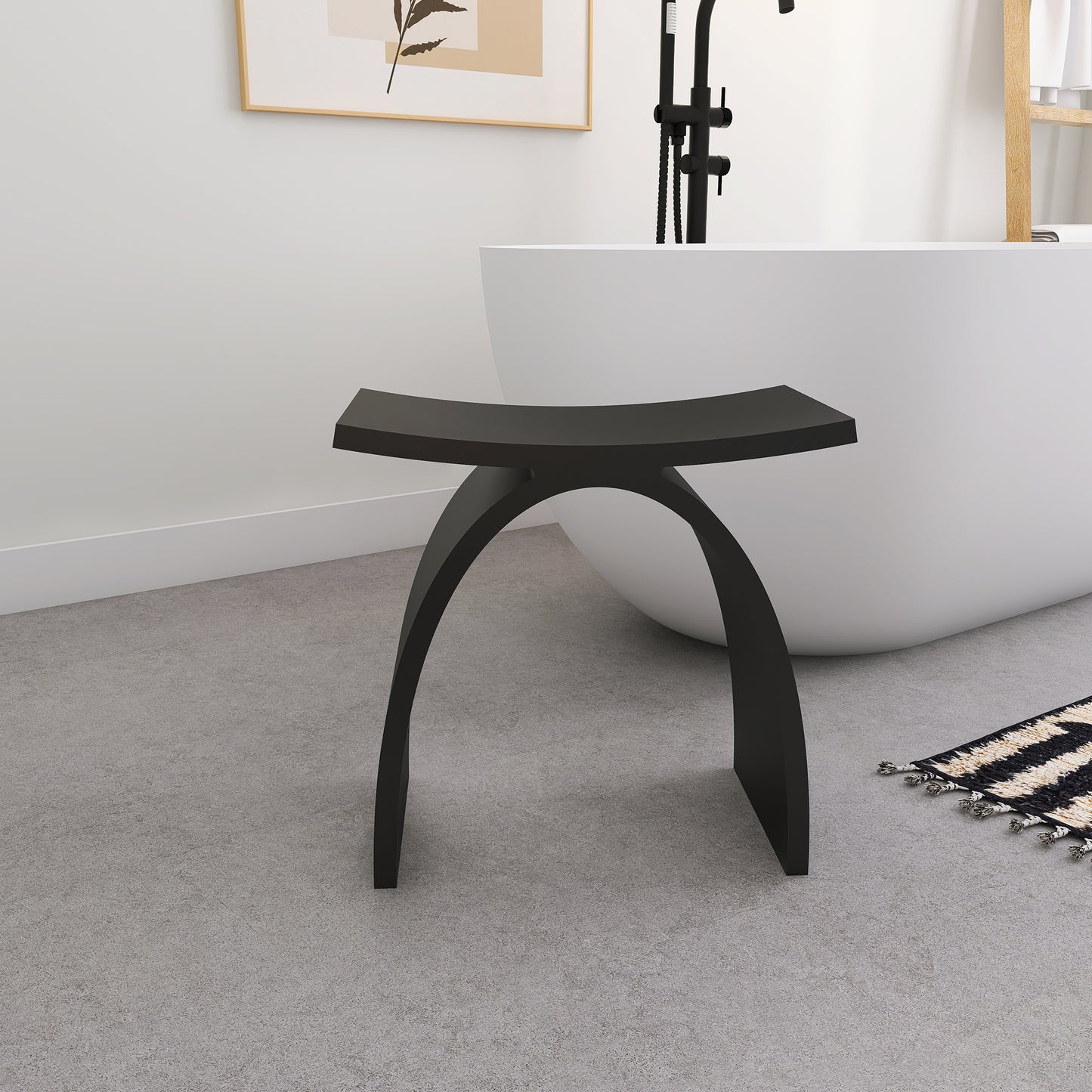 SJ-STARJANE 17‘’Freestanding Shower Seat Solid Surface Shower Stool
