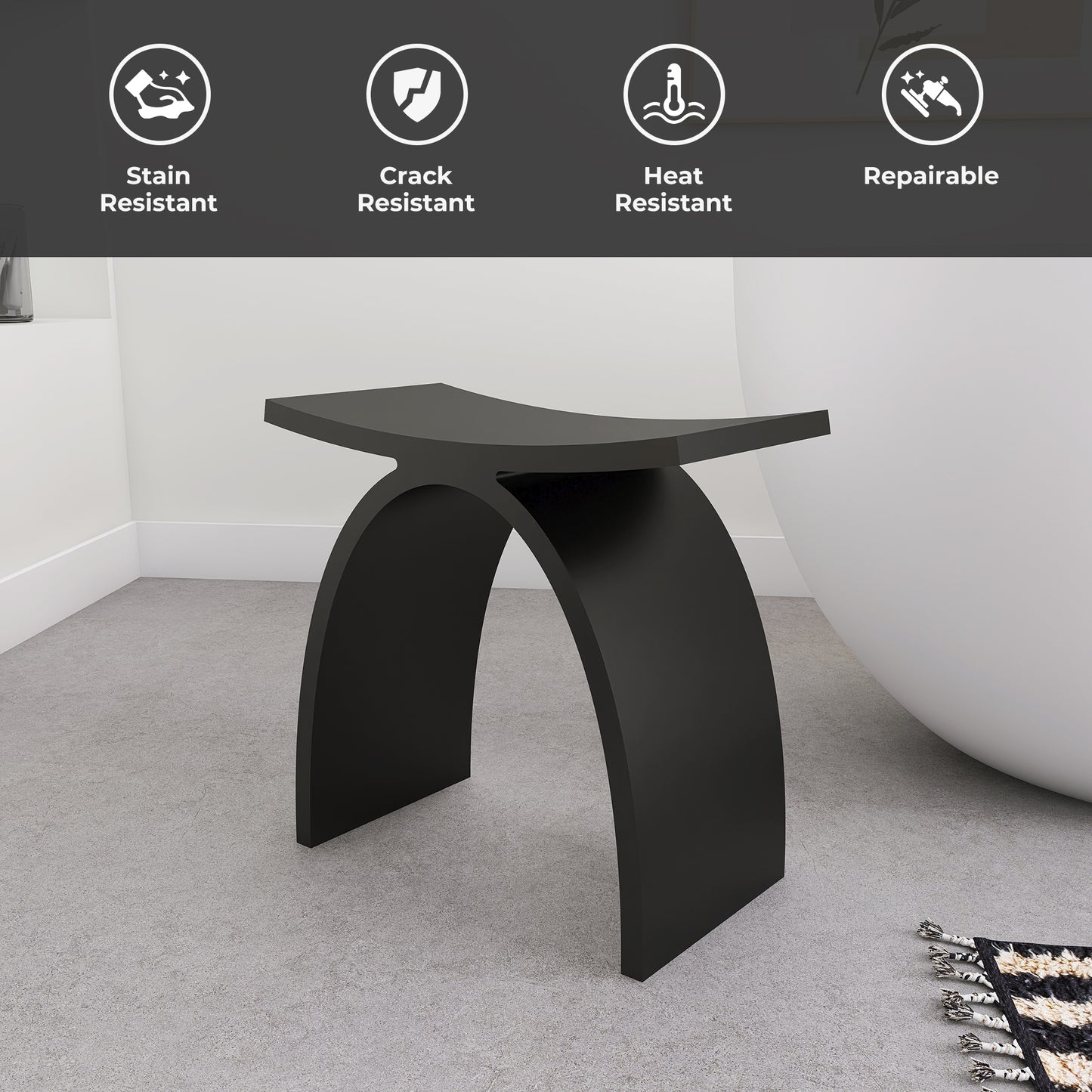 SJ-STARJANE 17‘’Freestanding Shower Seat Solid Surface Shower Stool