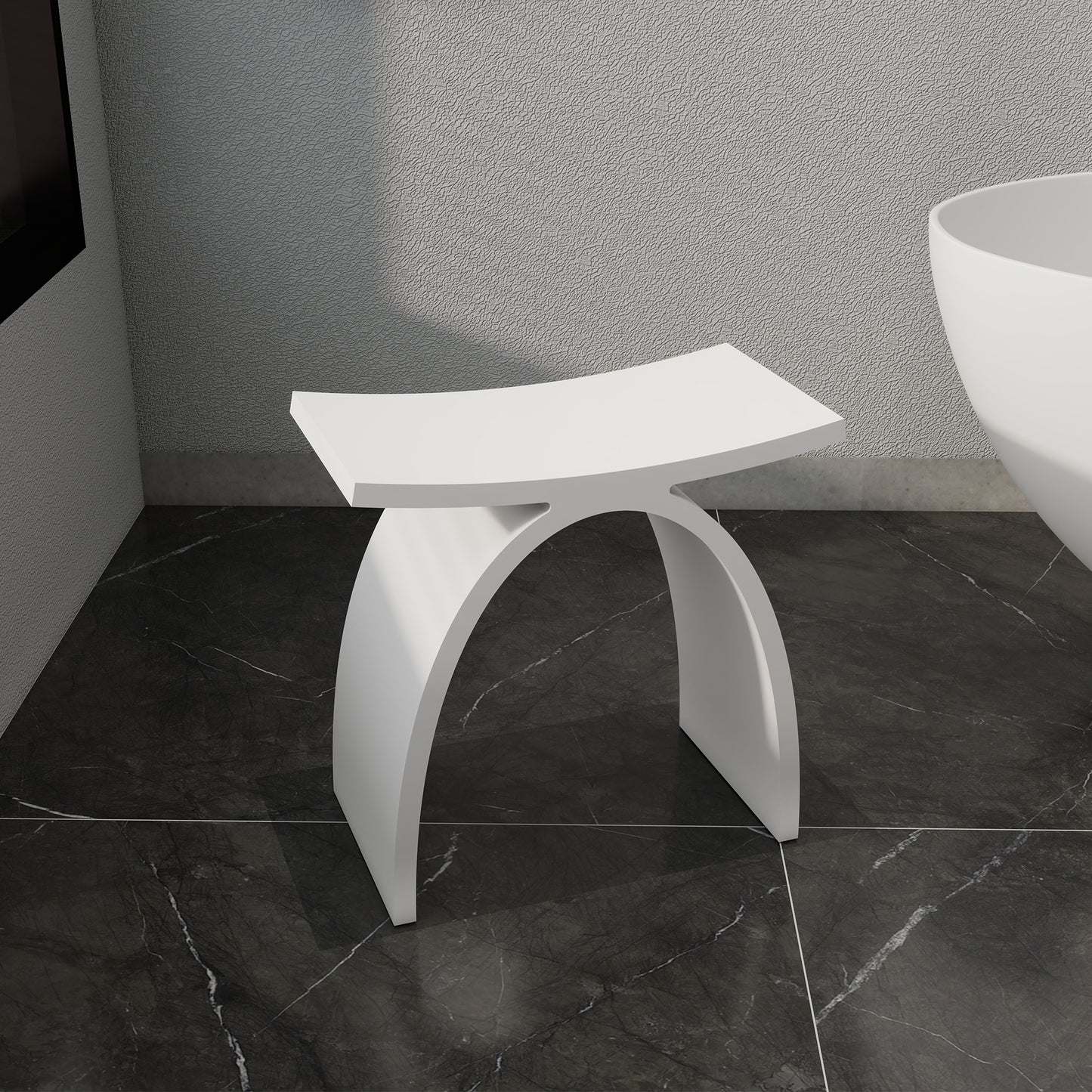 SJ-STARJANE 17‘’Freestanding Shower Seat Solid Surface Shower Stool