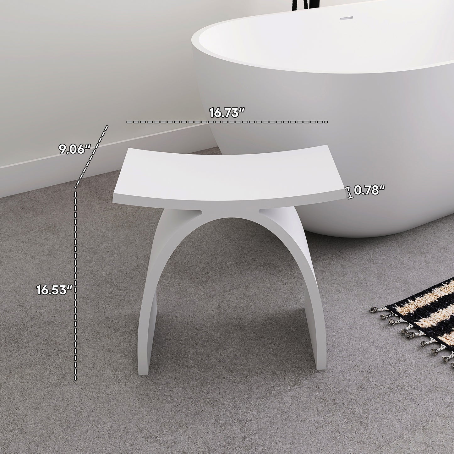 SJ-STARJANE 17‘’Freestanding Shower Seat Solid Surface Shower Stool