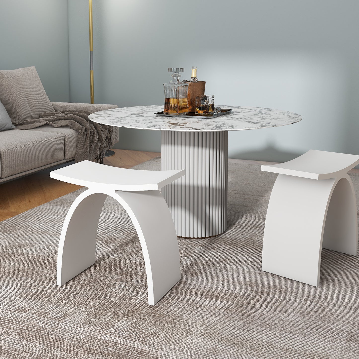SJ-STARJANE 17‘’Freestanding Shower Seat Solid Surface Shower Stool