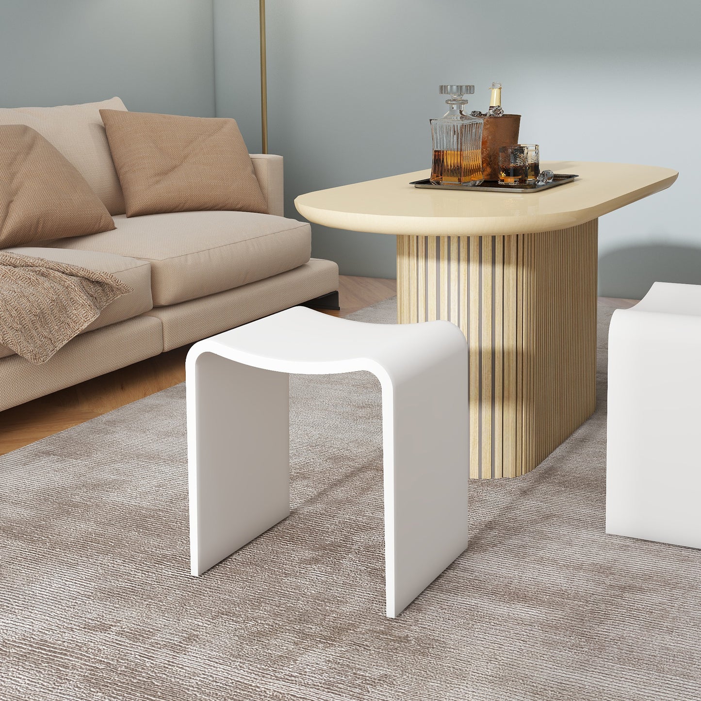 SJ-STARJANE 16''Solid Surface Shower Stool