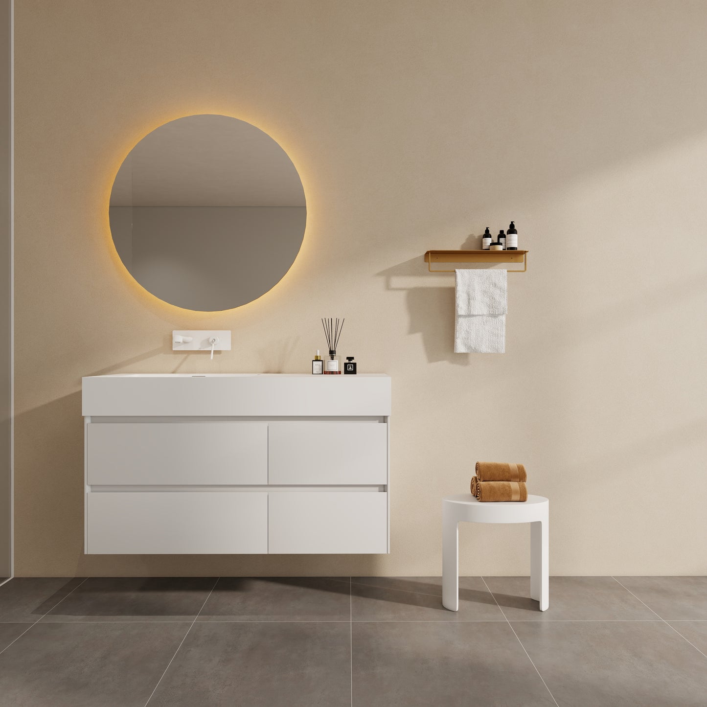 SJ-STARJANE 17''Freestanding Shower Seat Solid Surface Shower Stool
