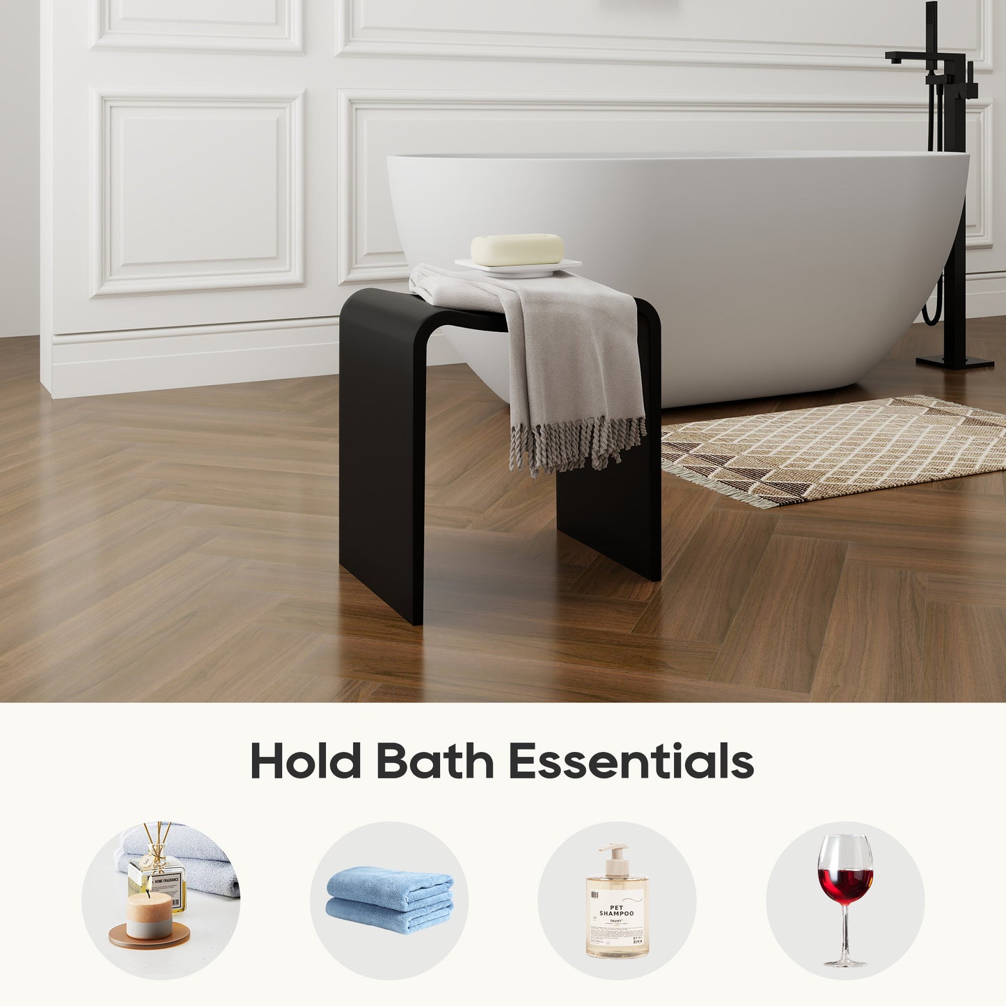 SJ-STARJANE 16''Solid Surface Shower Stool