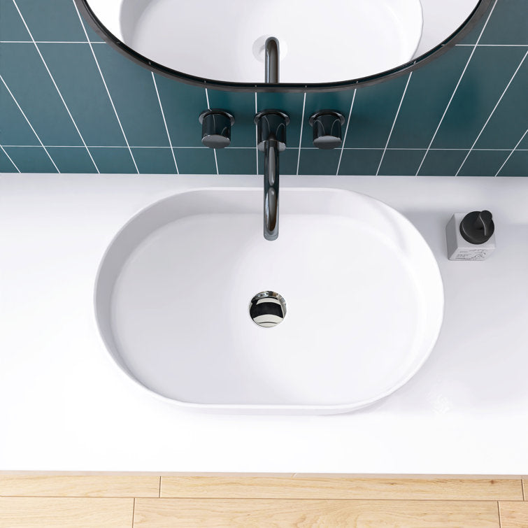SJ-STARJANE 23'' Oval Bathroom Sink Solid Surface Vessel Sink
