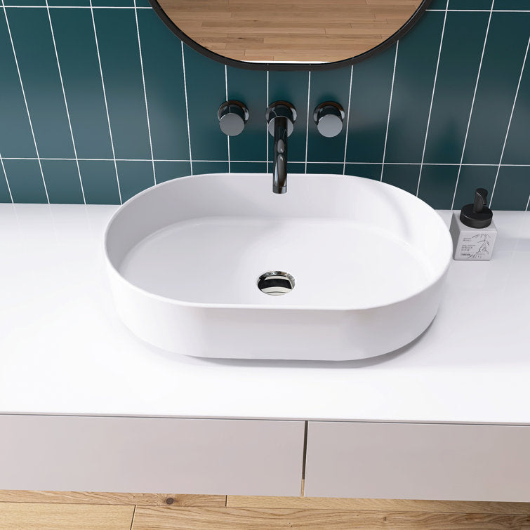 SJ-STARJANE 23'' Oval Bathroom Sink Solid Surface Vessel Sink