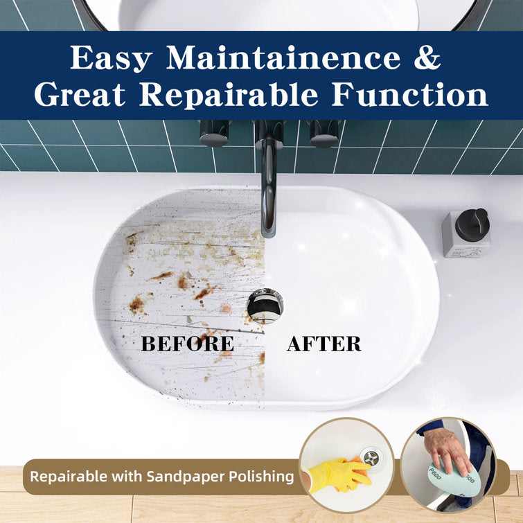 SJ-STARJANE 23'' Oval Bathroom Sink Solid Surface Vessel Sink