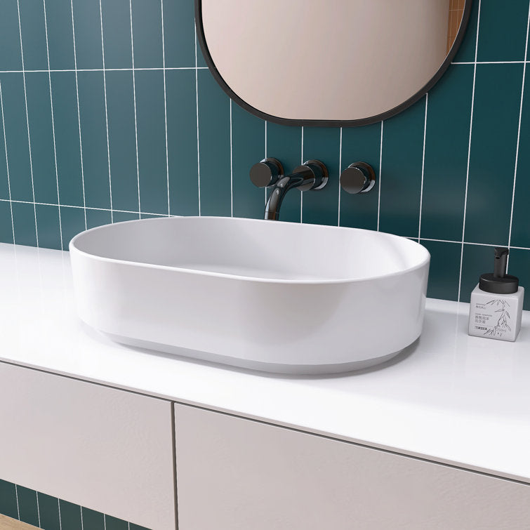 SJ-STARJANE 23'' Oval Bathroom Sink Solid Surface Vessel Sink